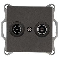 Розетка телевизионная проходная TV + FM 2-м Ф9.5мм механизм мокко Jasmart G6205Z