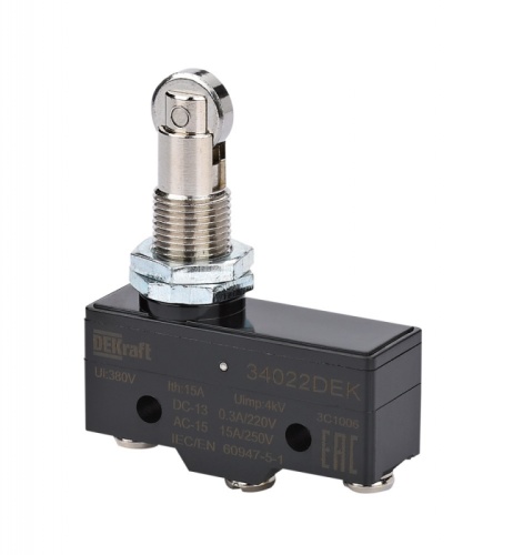 Миниатюрный конц. вык. 1НО1НЗ роликовый плунжерный тип | код 34022DEK | DEKraft Миниатюрный конц. вык. 1НО1НЗ роликовый плунжерный тип | код 34022DEK | DEKraft