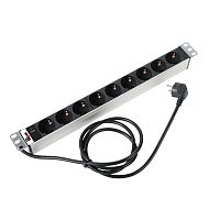 Блок розеток Rem-16 с инд., 9 Schuko, 16 A, алюм., 19, шнур 1,8 м | код R-16-9S-I-440-1.8 | REM