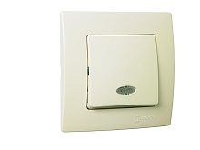 Lillium Natural Kare Выключатель с/у 1-кл.с подсв.кремовый 250В | код 32010021 | Makel