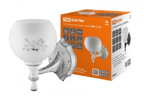 Светильник НББ 21-60-1321 УХЛ4 (белый под серебро, плафон полушар цветы) TDM | код SQ0370-0203 | TDM