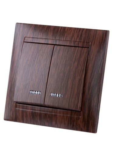 Выключатель 2 кл. с подсветкой 10А венге Лама TDM | код SQ1815-0405 | TDM
