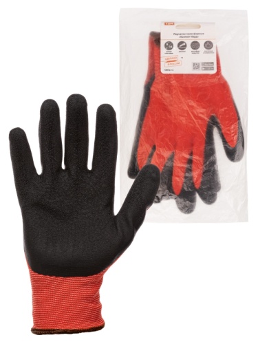 Перчатки полиэфирные Контакт-Хард, рельефное латексное покрытие,9, 15 кл., 59-61 г, 1 пара, TDM | код SQ1016-0320 | TDM