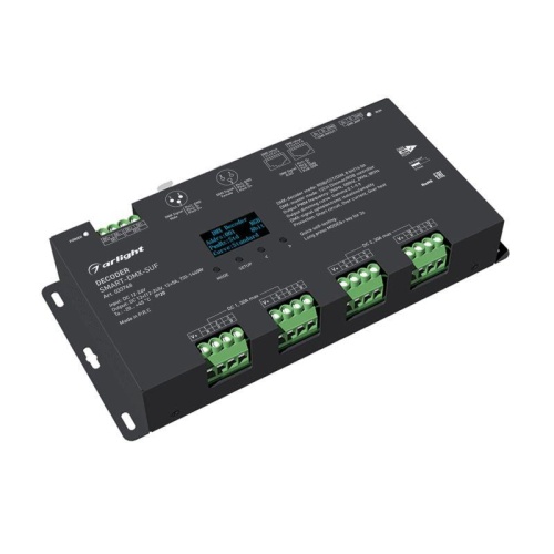 Декодер SMART-DMX-SUF (12-24В 12х5А XLR3 RJ45) (IP20 металл) Arlight 033768 Декодер SMART-DMX-SUF (12-24В 12х5А XLR3 RJ45) (IP20 металл) Arlight 033768