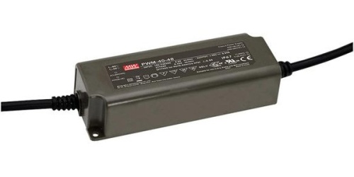 Источник питания AC-DC, 40.1Вт, ККМ, IP67, вход 90…305В AC, 47…63Гц, выход 24В/1.67А, изоляция 3750В AC, в кожухе 150х53х35мм, -40…+70С, димминг 0-10В, ШИМ, выход: стабилизированное напряжение с ШИМ | код PWM-40-24 | MeanWell