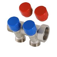 Коллектор с регул. вентилями, 1"х2 вых. Евроконус 3/4 | код. VTc.560.NE.060502 | VALTEC