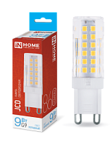 Лампа светодиодная LED-JCD 9Вт 230В G9 6500К 860Лм IN HOME | код 4690612036403 | IN HOME