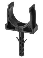 Крепеж-клипса для трубы 25 мм с дюбелем (100 шт.) черная TDM | код SQ0405-0193 | TDM