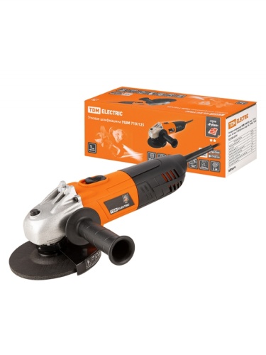 Угловая шлифмашина УШМ 710/125, мощ. 710 Вт, диск 125 мм, 11000 об/мин, шнур 3 м, Рубин TDM | код SQ1080-0104 | TDM