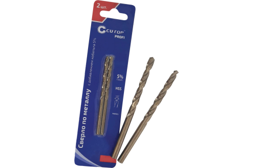Сверло по металлу Cutop Profi с кобальтом 5% 4.8 x 86 мм, 2 шт | код 48-376 | FIT