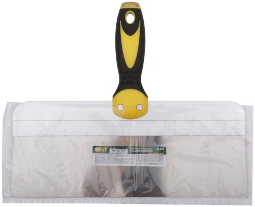 Шпатель фасадный нержавеющий профи прорезиненная ручка сметал. бойком 300мм FIT 06444