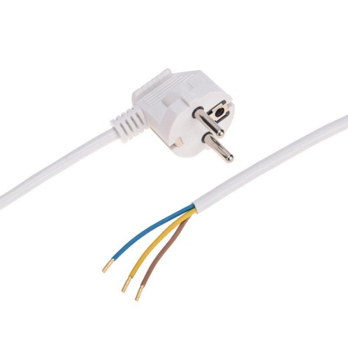 Шнур электрический с угловой вилкой 10А 2300Вт ПВС 3х0.75кв.мм 1.5м бел. | код 11-1312 | Rexant