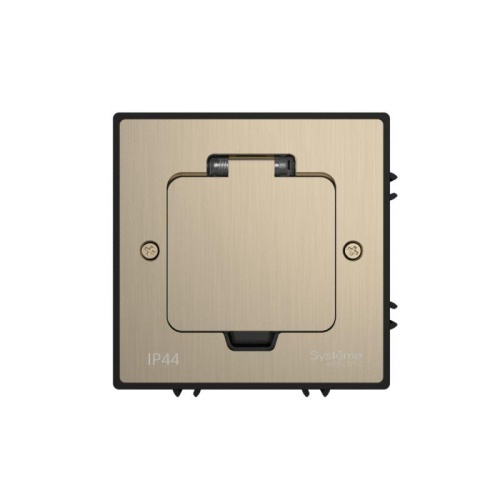 MultiDesk Лючок с розеткой 2К+З, 16А/250В, IP44 с монтажной коробкой для бетонных полов Никель, тип MDK21 | код MDK21202NC | Systeme Electric