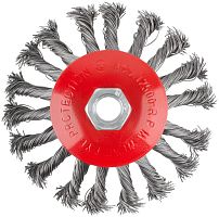 Корщетка-колесо с наклоном, гайка М14, стальная витая проволока 115 мм | код 39034 | FIT