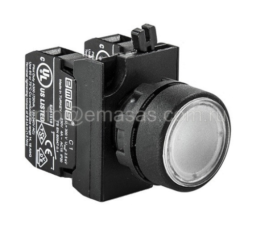Кнопка нажимная круглая белая CP102DB (1НО+1НЗ) | код CP102DB | EMAS