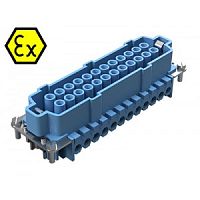 Розеточная контактная вставка взрывозащищенного разъема REVOS Ex, Size 24, винтовая фиксация, с защитой провода, 24 полюсов + РЕ, 90 V, до 16 A, материал контактов: медный сплав, тип покрытия контактов: олово | код 72.301.2453.9 | Wieland С