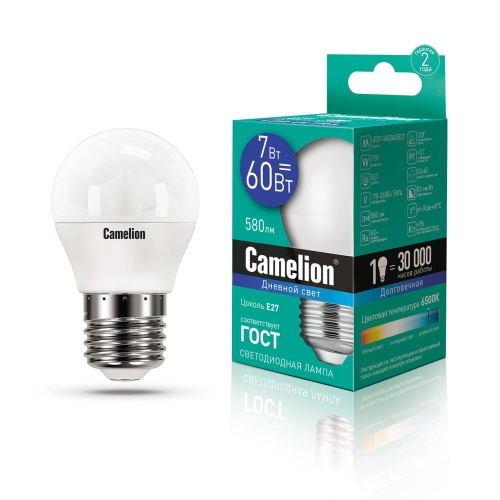 Лампа светодиодная LED7-G45/865/E27 7Вт 220В Camelion 12647