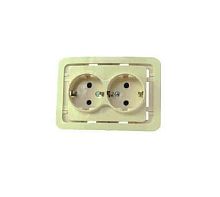 Розетка 2-м СП Mimoza 10А с заземл. без вставки крем. Makel 32082