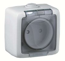 Розетка наружная белая без заземления и без шторокIP44 | код РА16-201 | HEGEL