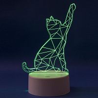 Светильник декоративный с эффектом 3D Кошка на батарейках 3AAA (не в/к) 1 светодиод RGB свет USB кабель в/к ULI-M501 RGB/3AAA CATTY/WHITE | код UL-00007419 | Uniel