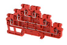 Клемма проходная пружинная 2,5 мм2, трехуровневая, на 6 подключения, красная SQ2.5-3T-RED | код 2102030002 | Elmex