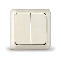 Выключатель 2-кл. ОП Олимп 10А IP20 сл. кость UNIVersal Б-О0023