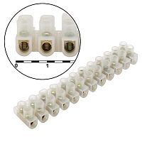 Клеммная колодка винтовая типа U RUICHI PA12, 12 контактов, 3 A, 400 В, 2,5…4 мм2, корпус нейлоновый белый | код 60980 | Ruichi