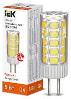 Лампа светодиодная CORN капсула 5Вт 12В 3000К керамика G4 | код LLE-CORN-5-012-30-G4 | IEK