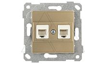Rita - Розетка 2хRJ-45 кат. 6 UTP, золото доре | код 2200-141-0185 | Mutlusan