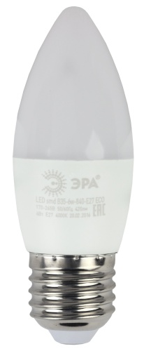 Лампа светодиодная LED B35-6W-827-E27(диод,свеча,6Вт,тепл,E27) | код Б0020620 | ЭРА