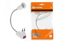 Переходник вилка-Е27 гибкий 300мм с выключателем, белый, TDM | код SQ0335-1011 | TDM