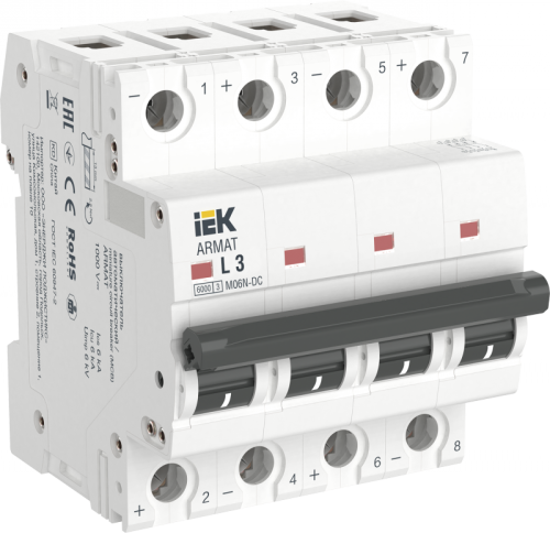ARMAT Авт. выкл. M06N-DC 4P L 3А IEK | код AR-M06N-4-L003DC | IEK