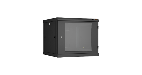 Настенный разборный шкаф TLK 19, 9U, стеклянная дверь, Ш600хВ503хГ600мм, 2 пары монтажных направляющих, черный | код TWC-096060-R-G-BK | TLK