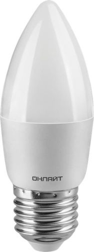Лампа светодиодная 71 630 OLL-C37-6-230-2.7K-E27-FR 6Вт свеча 2700К тепл. бел. E27 450лм 176-264В | Код. 71630 | ОНЛАЙТ