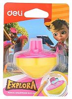Точилка для карандашей ручная Deli Gyro ER01301 Explora 1 отверстие пластик ассорти блистер | код 1113488 | DELI