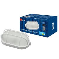 Светильник влагозащищенный под лампу Е27 UWL-O02 100W/E27 IP54 WHITE Овал/Решетка | код UL-00006774 | Uniel