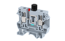 Клемма проходная винтовая 10 мм2 под предохранитель, на 2 подключения, со светодиодом 110 VDC, серая KUF10D3-G | код 1105261100 | Elmex