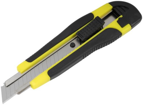 Нож технический 18 мм усиленный прорезиненный, лезвие 15 сегментов | код 10243 | FIT фото 2