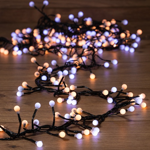 Гирлянда Мишура LED 3 м, темно-зеленый ПВХ, 288 диодов, цвет белый + теплый белый | код 303-608 | NEON-NIGHT