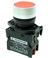 Выключатель кнопочный ВК22-ВА42, красный, 1НЗ, цилиндр, хром, без подсветки, d22мм (ЭТ) | код ET521005 | Электротехник