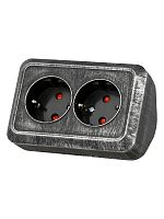 Розетка угловая двойная 2П+3 открытой установки с з/ш IP20 250В 16А серебро Ладога TDM | код SQ1801-0390 | TDM