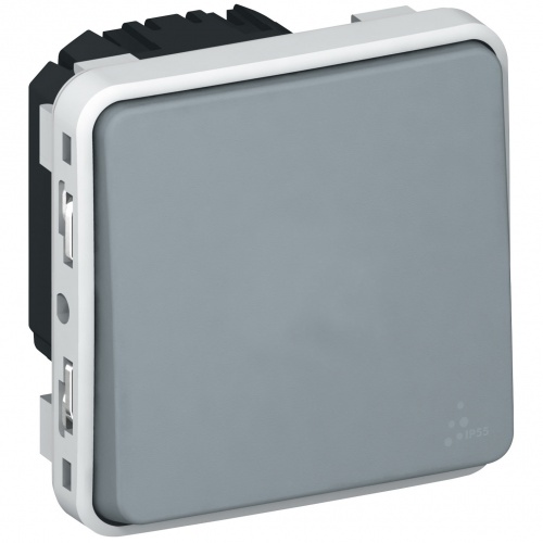 Выключатель с подсветкой с задержкой отключения - Программа Plexo - серый - 250 В - 50/60 Гц | код 069504 | Legrand