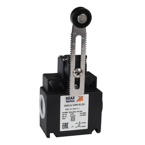 Выключатель концевой OptiLiS D4N-812M рычаг регулируемый с роликом металлическим EN 50047 XCKT2146P16 | код 365320 | КЭАЗ