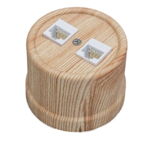 Розетка RJ45 информационная двойная, пластик, цвет Карельская Сосна | код B1-302-13 | Bironi