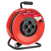 Удлинитель на катушке "Гефест 2,0" 4 гнезда 40м с заземлением и предохранителем КГ 3*2,5 16А/3,5кВт IP44 PROxima | код UKG02-16-R325-4-40-IP44 | EKF