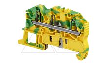 Клемма ZK2.5-PE-3P/5,2 пружинный зажим, для заземления, 3 контакта, 300А/1с, ж./зеленый | код 1SNK705151R0000 | Entrelec