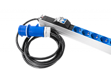 Верт блок розеток Rem-32, 1 фаза 32A, 2 авт, инд, 10S, 12 C13, 4 C19, 1420 мм, вх IEC 309, шнур 3 м | код R-32-10S-12C13-4C19-A-I-1420-3-2P | REM