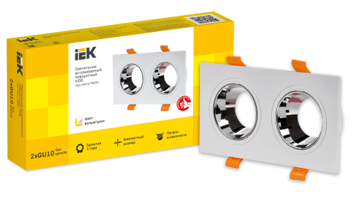 Светильник 4108 встр. поворотн. 2хGU10 белый/хром пласт. IEK | код LT-UVB0-4108-GU10-2-K23 | IEK фото 3