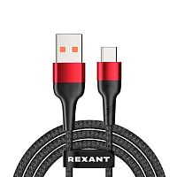 Кабель USB-A - Type-C, 5А, 50Вт, 1м, черный | код 18-7066 | REXANT