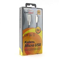 Кабель USB 2.0 Cablexpert CC-G-mUSB01Bk-3M, AM/microB, серия Gold, длина 3м, черный, блистер | код CC-G-mUSB01Bk-3M | Cablexpert
